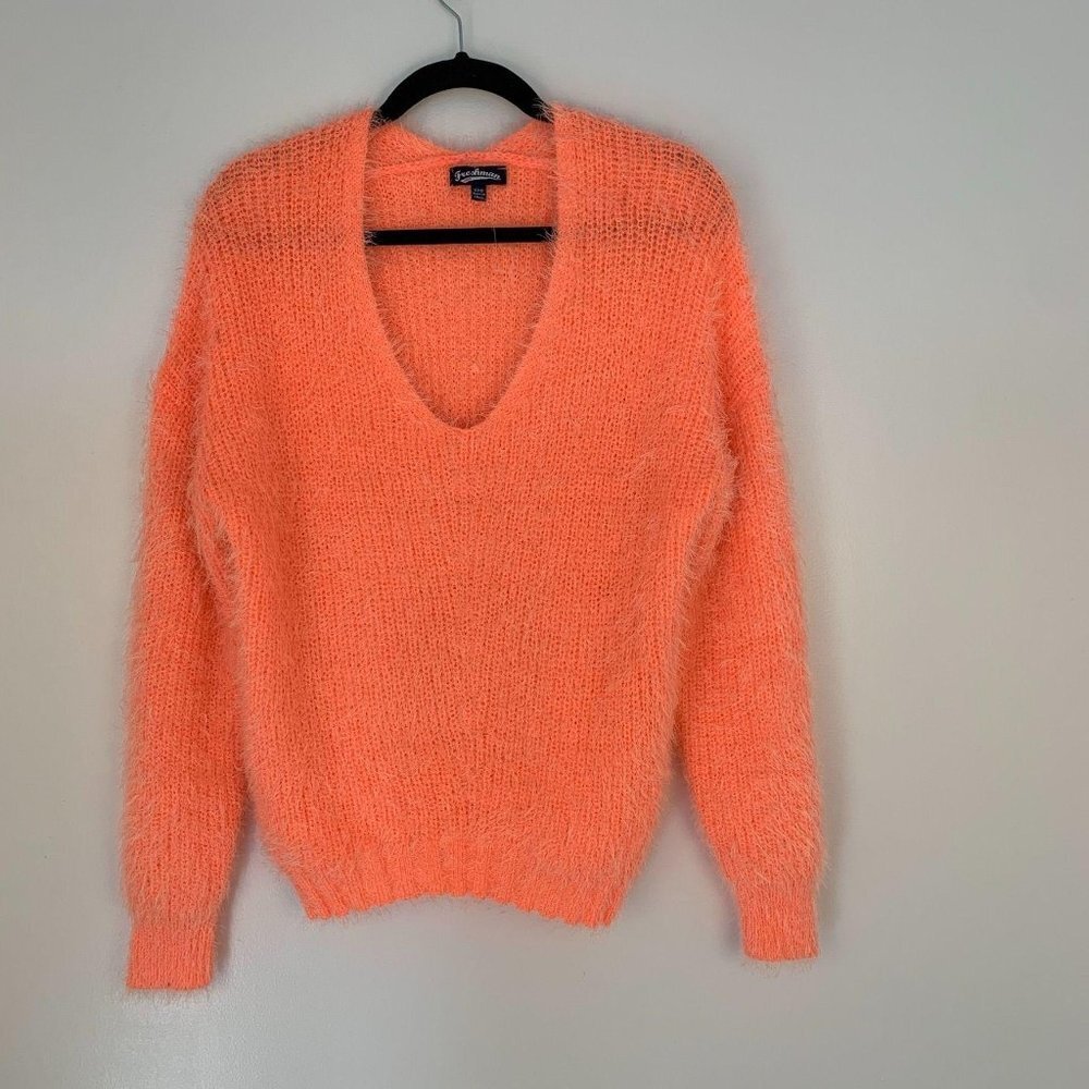 Freshman Neon Mango L Chenille Eyelash Sweater